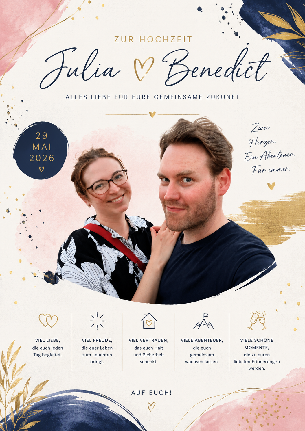 Hochzeitskarte Julia & Benedict